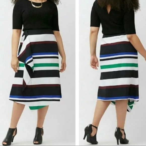 Lane Bryant Dresses & Skirts - Lane Bryant Stretch Striped Draped Skirt EUC